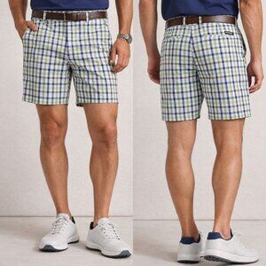 Chaps 5" Golf 78 Stretch Plaid Flat Front Shorts waist 33 like new